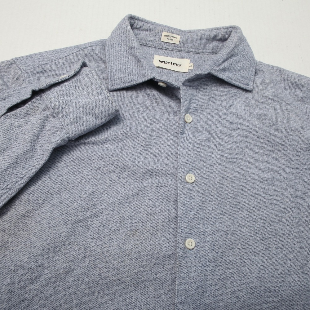 Taylor Stitch Shirt Mens Medium Blue Button Up Long Sleeve Casual Made Portugal